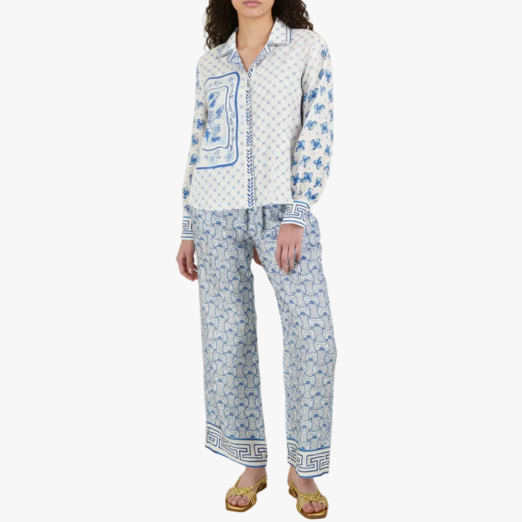 Luy Satin Set - Dragon Print Short Sleeve